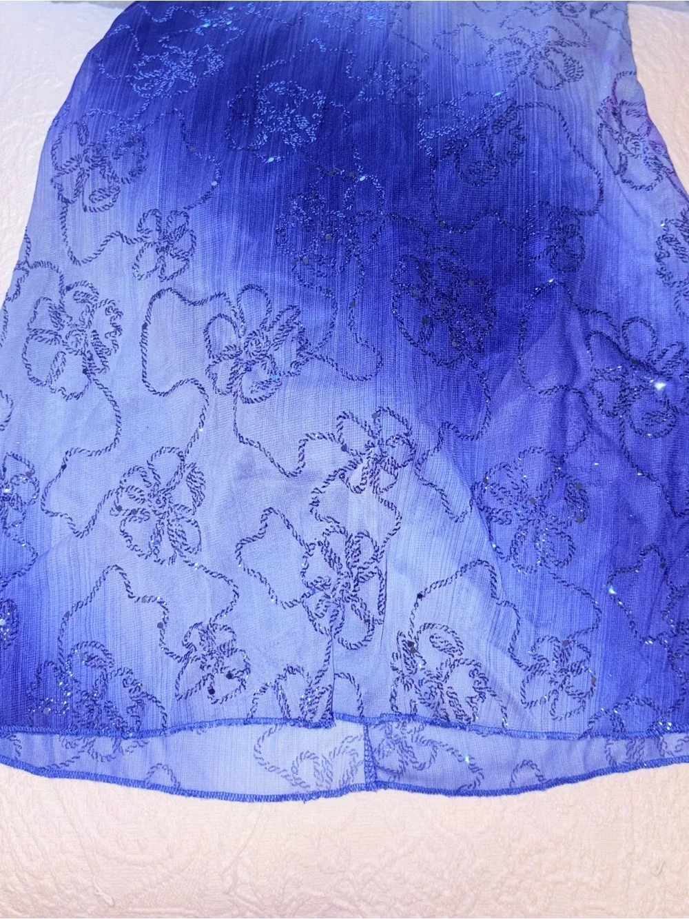 Vintage Y2K Royal Blue Ombre Glitter Floral Lyrical Dance Costume Leotard LC